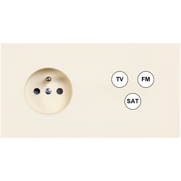 Façade Désir Ivoire Mat Double Horizontale PC Tv-Fm-Sat - Modelec - 265821