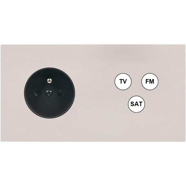 Façade Désir Gris Perle Mat Double Horizontale PC Tv-Fm-Sat - Modelec - 265823