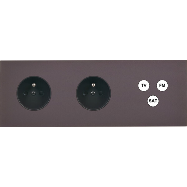 Façade Désir Anthracite Mat Triple Horizontale PC Pc Tv-Fm-Sat - Modelec - 315819