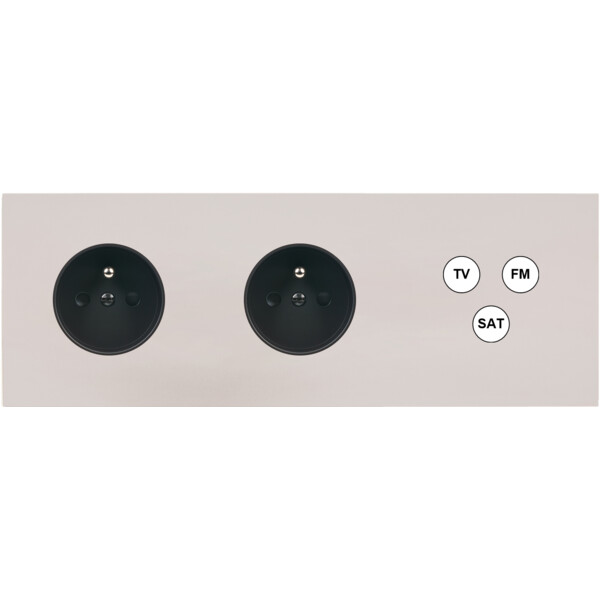 Façade Désir Gris Perle Mat Triple Horizontale PC Pc Tv-Fm-Sat - Modelec - 315823