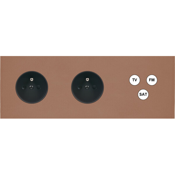 Façade Désir Moka Mat Triple Horizontale PC Pc Tv-Fm-Sat - Modelec - 315825