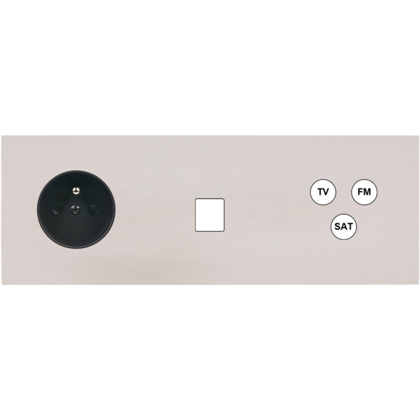Façade Désir Gris Perle Mat Triple Horizontale PC 1 Media Tv-Fm-Sat - Modelec - 324823