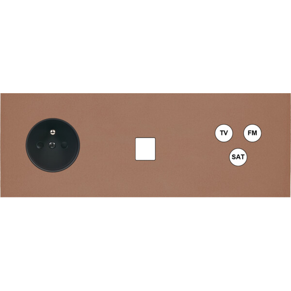 Façade Désir Moka Mat Triple Horizontale PC 1 Media Tv-Fm-Sat - Modelec - 324825