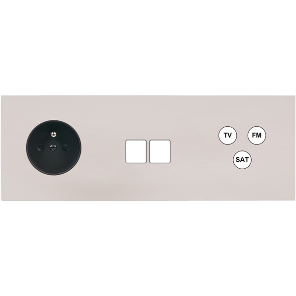 Façade Désir Gris Perle Mat Triple Horizontale PC 2 Medias Tv-Fm-Sat - Modelec - 325823