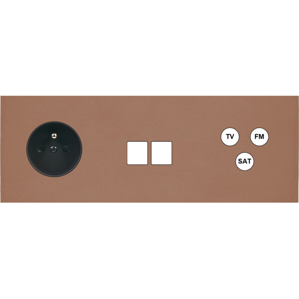 Façade Désir Moka Mat Triple Horizontale PC 2 Medias Tv-Fm-Sat - Modelec - 325825