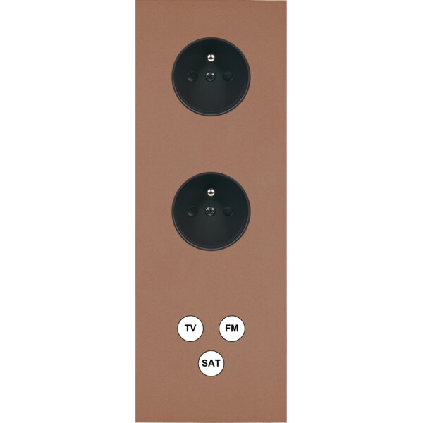 Façade Désir Moka Mat Triple Verticale PC Pc Tv-Fm-Sat - Modelec - 365825