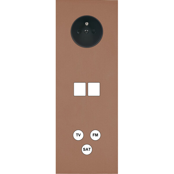 Façade Désir Moka Mat Triple Verticale PC 2 Medias Tv-Fm-Sat - Modelec - 375825
