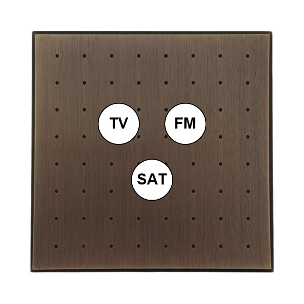 Façade Empreintes POINT Vieux Bronze Simple Prise TV FM SAT, magnétique - Modelec - 196477M-E4