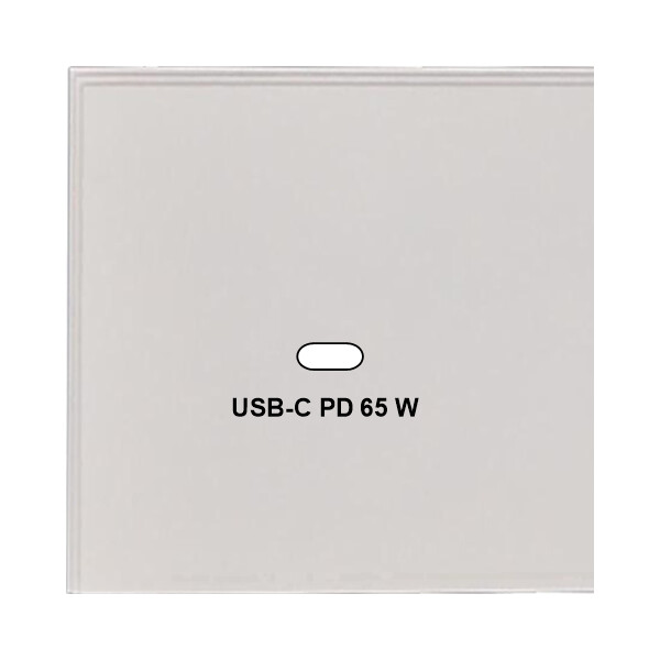 Façade Empreintes ANGLE Blanc Simple USB Power Delivery, magnétique - Modelec - 200471M-E2