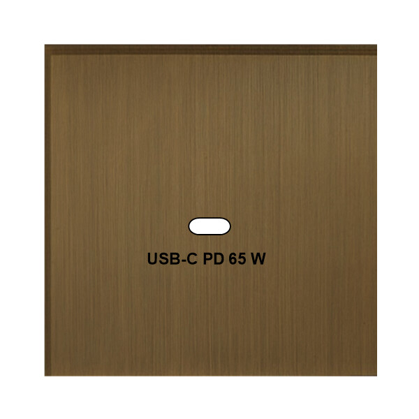 Façade Empreintes ANGLE Vieux Bronze Simple USB Power Delivery, magnétique - Modelec - 200477M-E2