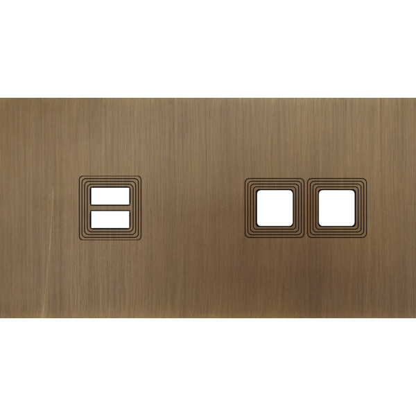 Façade Empreintes VOLUME Vieux Bronze Double Horiz Chargeur USB 2 boutons carrés - Modelec - 229477M-E1