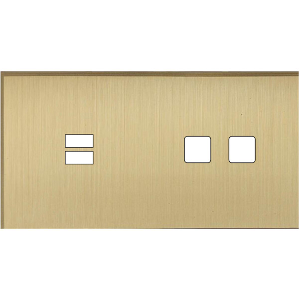 Façade Empreintes ANGLE Laiton Satiné Double Horiz Chargeur USB 2 boutons carrés - Modelec - 229479M-E2
