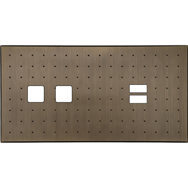 Façade Empreintes POINT Vieux Bronze Double Horizontale 2 boutons carrés USB - Modelec - 236477M-E4