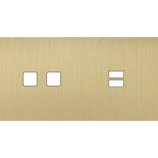 Façade Empreintes PLAN Laiton Satiné Double Horizontale 2 boutons carrés USB - Modelec - 236479M-E0