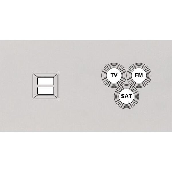 Façade Empreintes VOLUME Blanc Double Horizontale Chargeur USB Prise TV FM SAT - Modelec - 258471M-E1