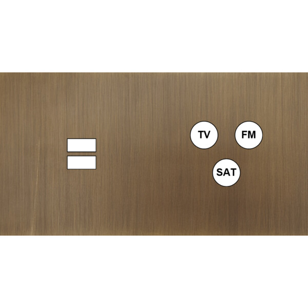 Façade Empreintes PLAN Vieux Bronze Double Horiz Chargeur USB Prise TV FM SAT M - Modelec - 258477M-E0