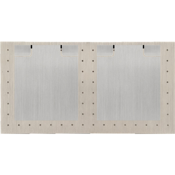 Façade Empreintes POINT Nickel Satiné Double Horiz 2 prises schuko à clapet, mag - Modelec - 260478M-E4CLK