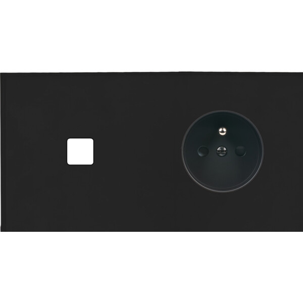 Façade Empreintes ANGLE Noir Double Horizontale 1 bouton Prise de Courant M - Modelec - 261472M-E2