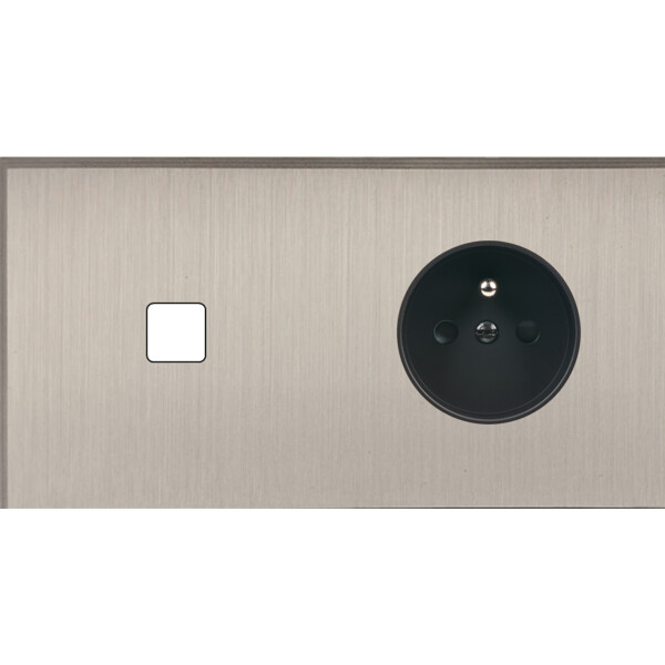 Façade Empreintes ANGLE Nickel Satiné Double Horizontale 1 bouton PC M - Modelec - 261478M-E2