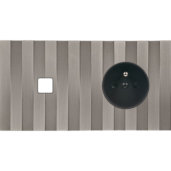 Façade Empreintes LIGNE Nickel Satiné Double Horizontale 1 bouton PC M - Modelec - 261478M-E5