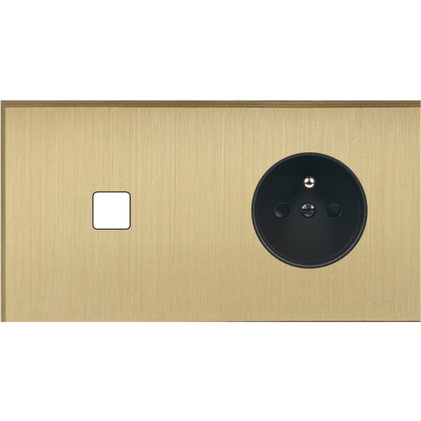Façade Empreintes ANGLE Laiton Satiné Double Horizontale 1 bouton PC M - Modelec - 261479M-E2