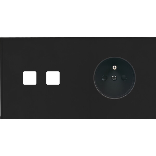 Façade Empreintes ANGLE Noir Double Horizontale 2 boutons Prise de Courant M - Modelec - 262472M-E2