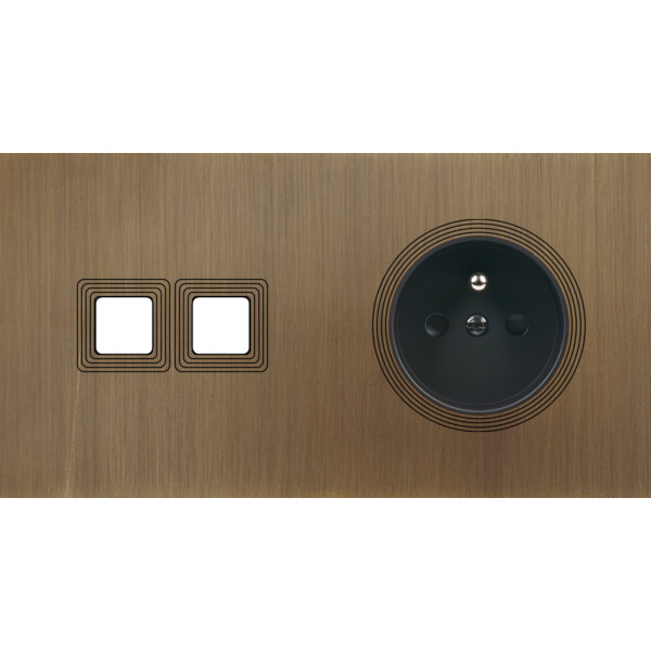 Façade Empreintes VOLUME Vieux Bronze Double Horizontale 2 boutons PC M - Modelec - 262477M-E1