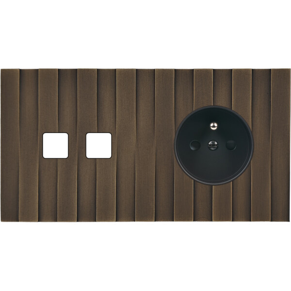 Façade Empreintes LIGNE Vieux Bronze Double Horizontale 2 boutons PC M - Modelec - 262477M-E5