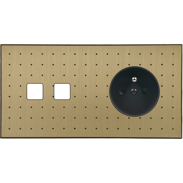 Façade Empreintes POINT Laiton Satiné Double Horizontale 2 boutons PC M - Modelec - 262479M-E4