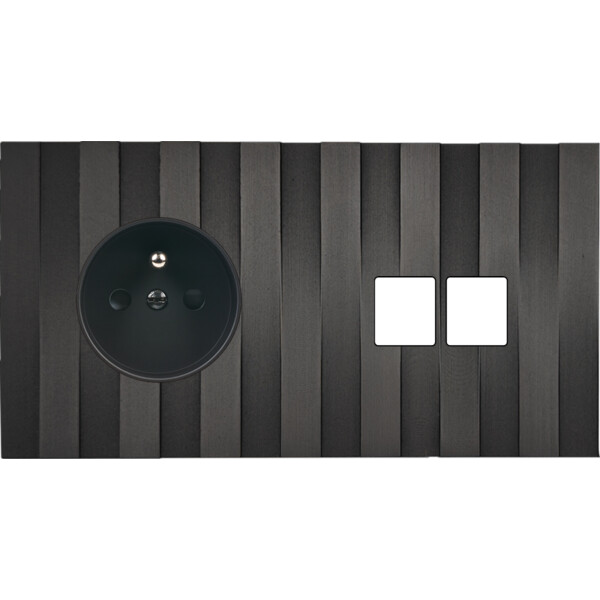 Façade Empreintes LIGNE Canon de Fusil Double Horizontale Prise de Courant M2 M - Modelec - 264474M-E5