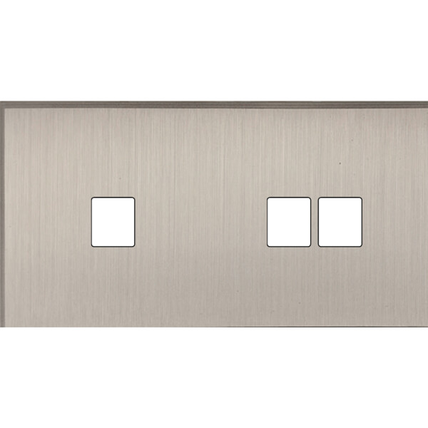 Façade Empreintes ANGLE Nickel Satiné Double Horizontale 1 Média 2 Média, mag - Modelec - 267478M-E2