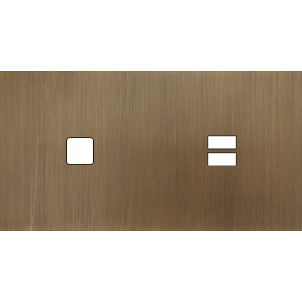 Façade Empreintes PLAN Vieux Bronze Double Horiz 1 bouton carré Chargeur USB M - Modelec - 275477M-E0