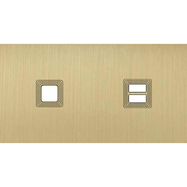 Façade Empreintes VOLUME Laiton Sat Double Horiz 1 bouton carré Chargeur USB M - Modelec - 275479M-E1
