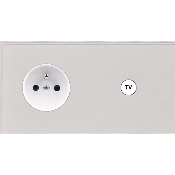 Façade Empreintes ANGLE Blanc Double Horizontale Prise de Courant Prise TV - Modelec - 279471M-E2