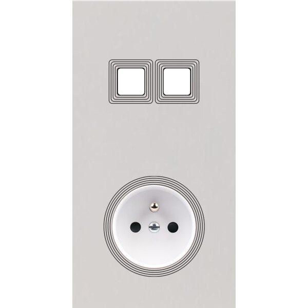 Façade Empreintes VOLUME Blanc Double Verti 2 boutons carrés Prise de Courant M - Modelec - 282471M-E1
