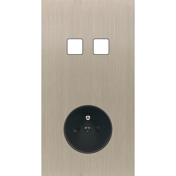 Façade Empreintes PLAN Nickel Satiné Double Verticale 2 boutons carrés PC M - Modelec - 282478M-E0