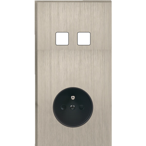 Façade Empreintes ANGLE Nickel Satiné Double Verticale 2 boutons carrés PC M - Modelec - 282478M-E2