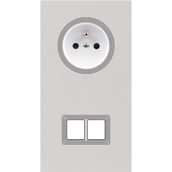Façade Empreintes VOLUME Blanc Double Verticale Prise de Courant Double Média - Modelec - 284471M-E1