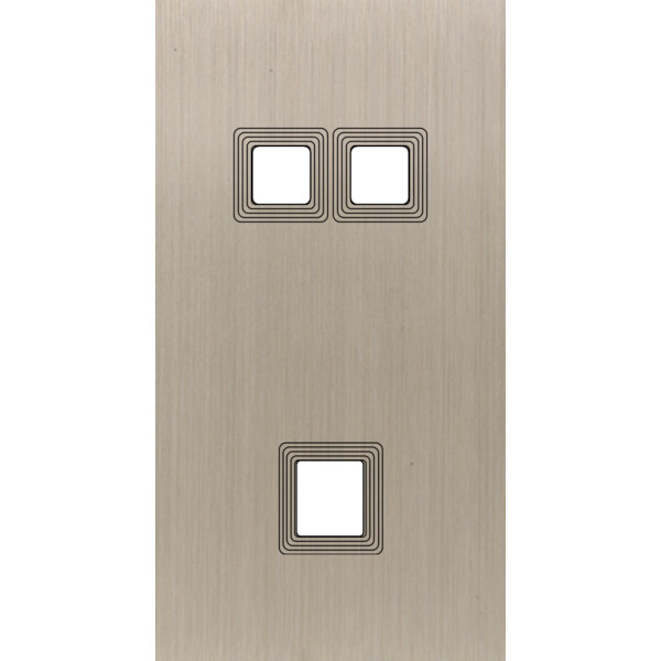Façade Empreintes VOLUME Nickel Satiné Double Verti 2 boutons carrés 1 Média M - Modelec - 292478M-E1