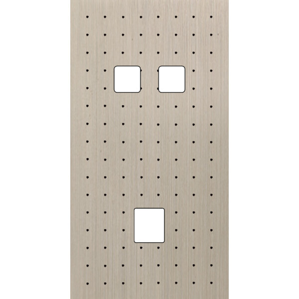 Façade Empreintes POINT Nickel Satiné Double Verti 2 boutons carrés 1 Média M - Modelec - 292478M-E4
