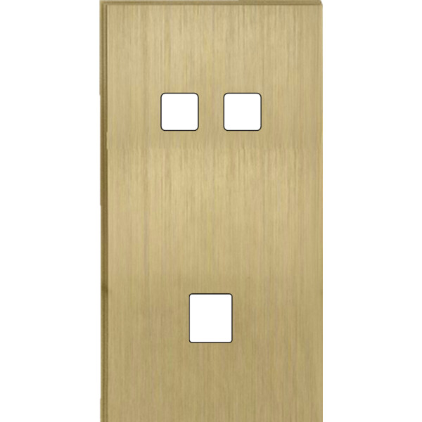 Façade Empreintes ANGLE Laiton Satiné Double Verti 2 boutons carrés 1 Média M - Modelec - 292479M-E2