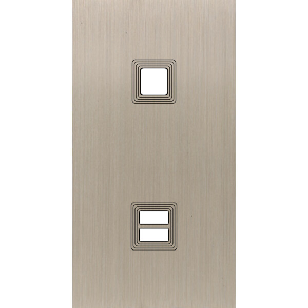 Façade Empreintes VOLUME Nickel Sat Double Verti 1 bouton carré Chargeur USB M - Modelec - 293478M-E1