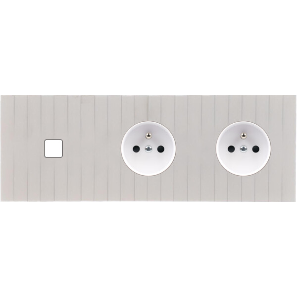 Façade Empreintes LIGNE Blanc Triple Horizontale 1 bouton 2 Prises de Courant M - Modelec - 311471M-E5