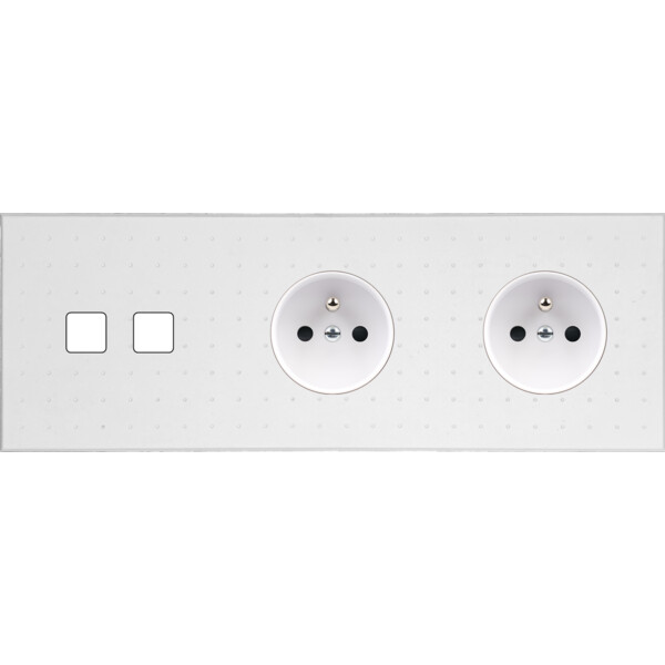 Façade Empreintes POINT Blanc Triple Horizontale 2 boutons carrés 2 PC M - Modelec - 312471M-E4