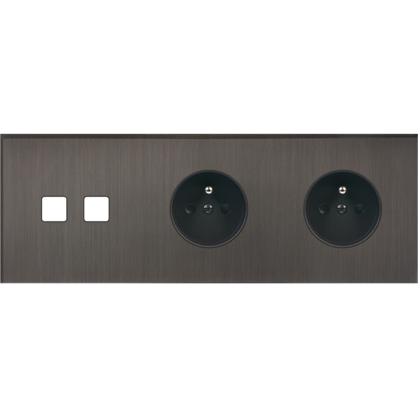 Façade Empreintes ANGLE Canon de Fusil Triple Horiz 2 boutons carrés 2 PC M - Modelec - 312474M-E2