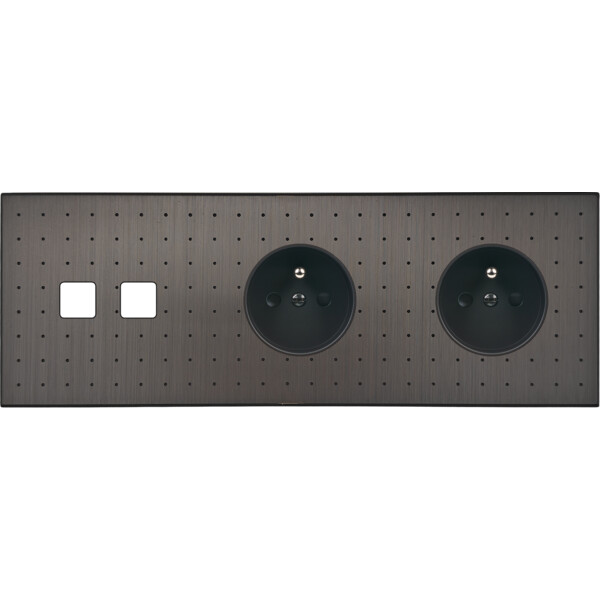 Façade Empreintes POINT Canon de Fusil Triple Horiz 2 boutons carrés 2 PC M - Modelec - 312474M-E4