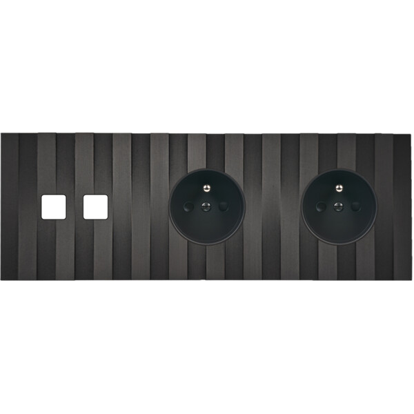 Façade Empreintes LIGNE Canon de Fusil Triple Horiz 2 boutons carrés 2 PC M - Modelec - 312474M-E5