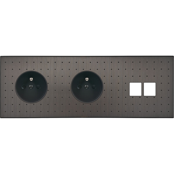 Façade Empreintes POINT Canon de Fusil Triple Horiz 2 Prises de Courant M2 M - Modelec - 314474M-E4