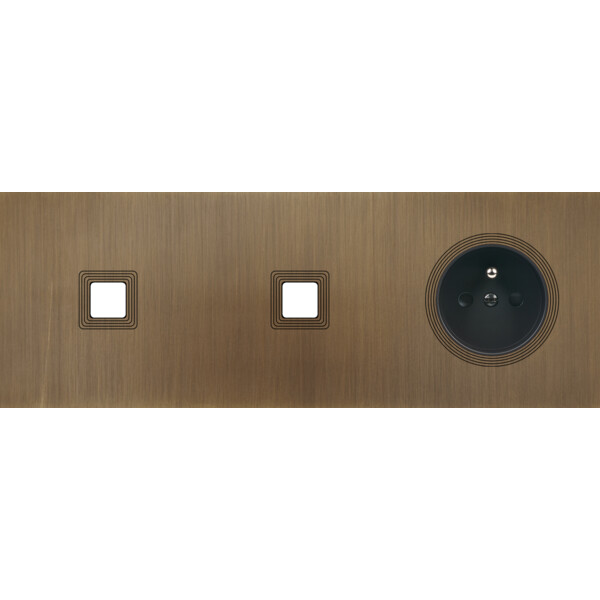 Façade Empreintes VOLUME Vieux Bronze Triple Horizontale 1 bouton 1 bouton PC M - Modelec - 316477M-E1