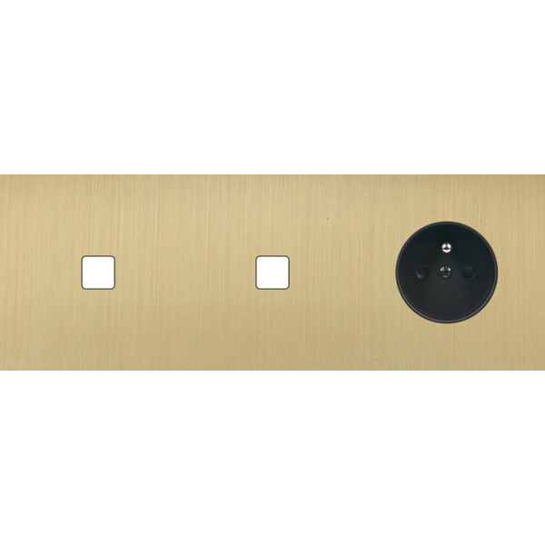 Façade Empreintes PLAN Laiton Satiné Triple Horizontale 1 bouton 1 bouton PC M - Modelec - 316479M-E0